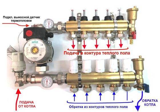 Схема подключения гребенки теплого пола