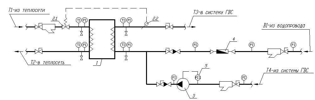 Схема подключения теплообменника гвс