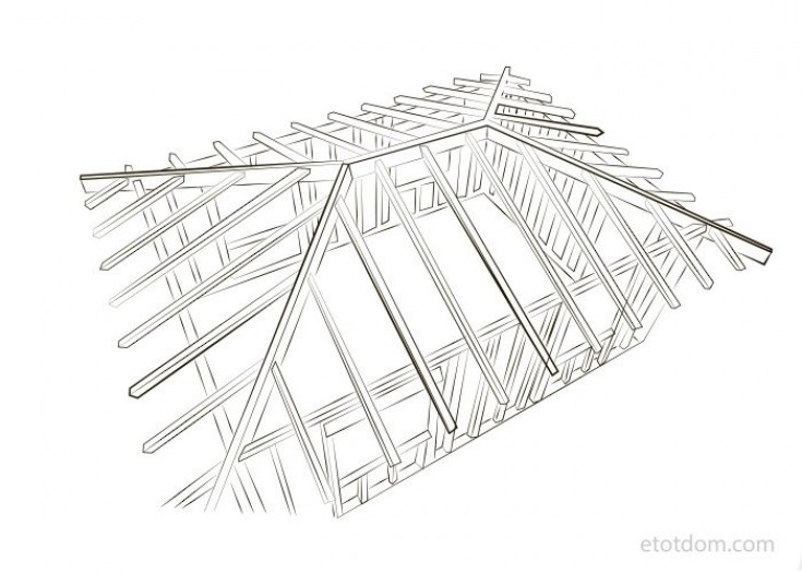 Вальмовая крыша 6 на 6 чертеж
