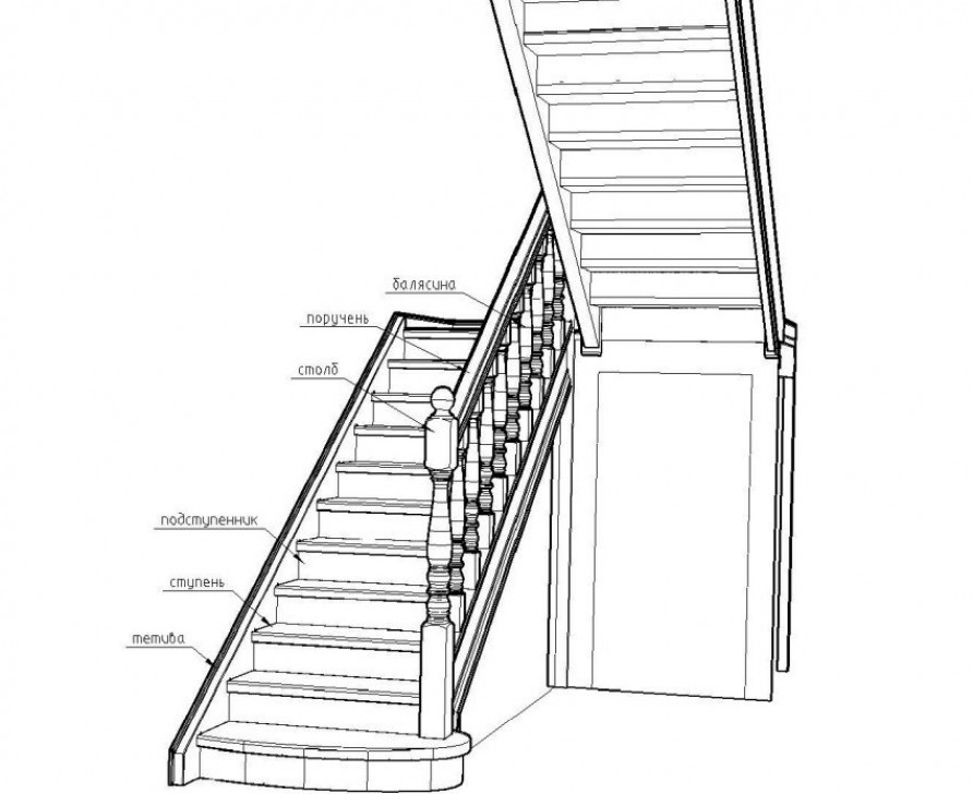 Лестница деревянная на второй этаж схема