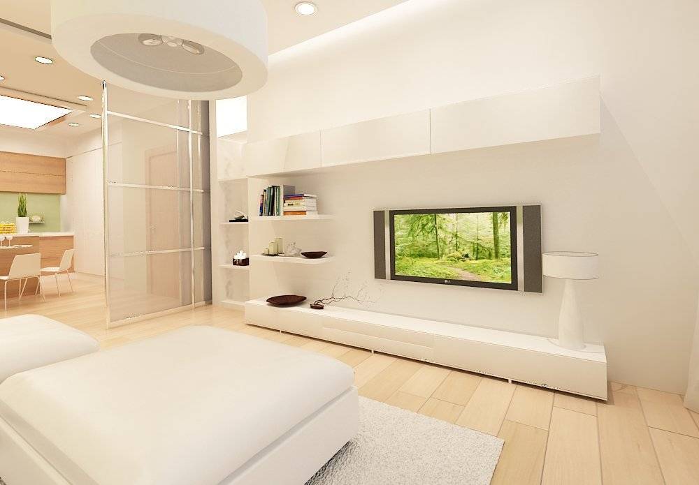 Дизайн гостиной в стиле минимализм в светлых тонах фото