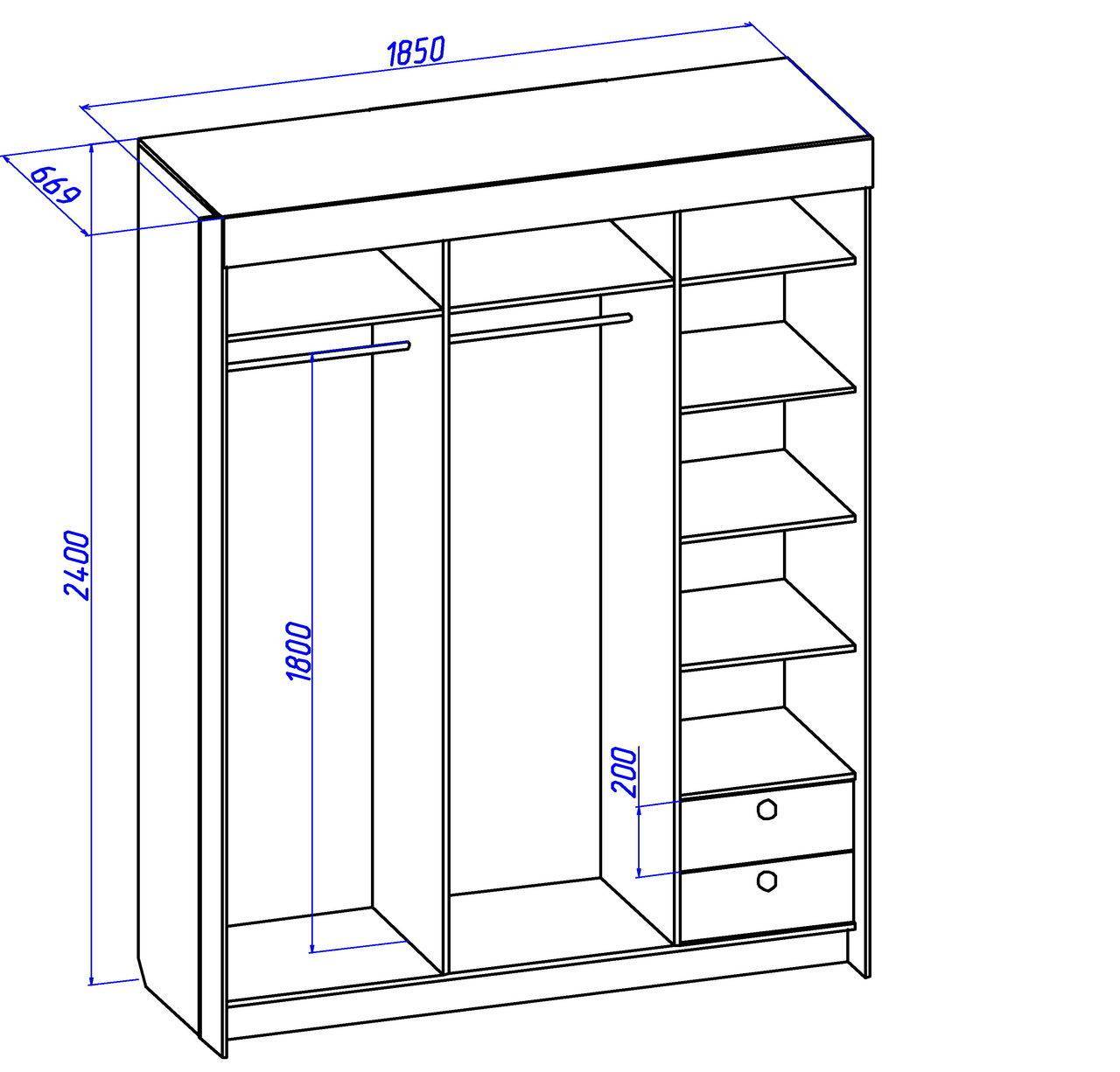 Как правильно нарисовать шкаф с размерами